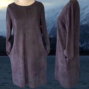 JOH Faux Suede Dress, Denim Blue